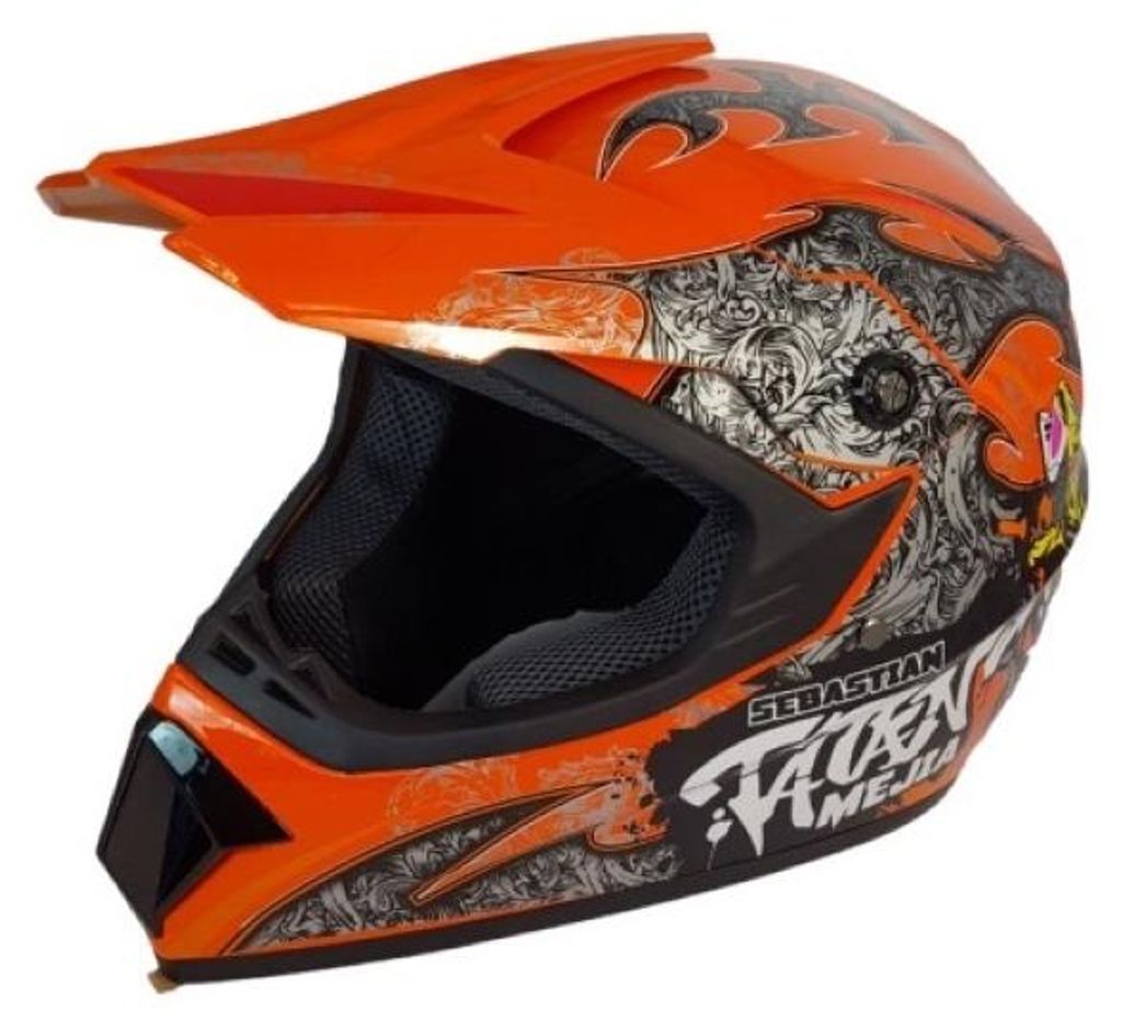 Crosshelm Helm Kinderhelm Motorradhelm Motocross Quad Mejia Orange Größe M