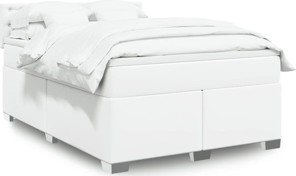 Maison Exclusive - Boxspringbett mit Matratze Weiß 140x200 cm Kunstleder