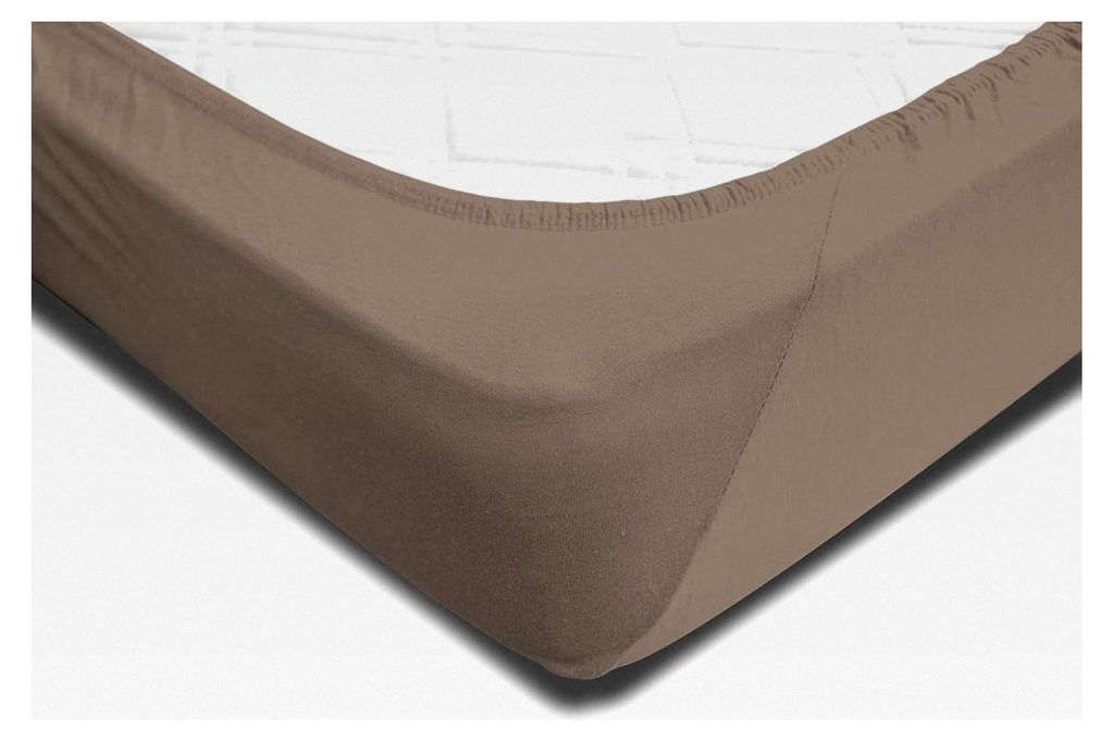 Split Topper Spannbettlaken Taupe 180x200-200x200 cm Heavy Jersey Baumwolle