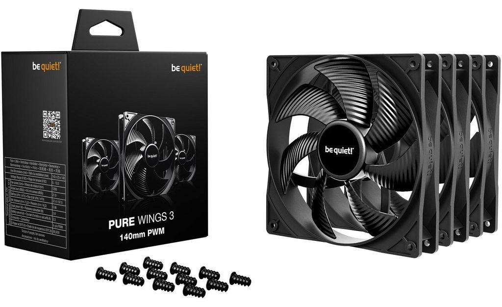 be quiet! Pure Wings 3 140mm PWM Lüfter, 3 Lüfter, Farbe:Schwarz