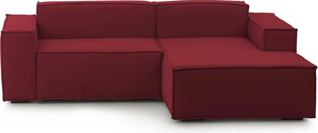 Festes Sofa Patrizia, Modulares 2-Sitzer-Sofa mit rechter Halbinsel, 100% Italy, Modernes Sofa aus Stoff, Cm 220x170h70, Rot