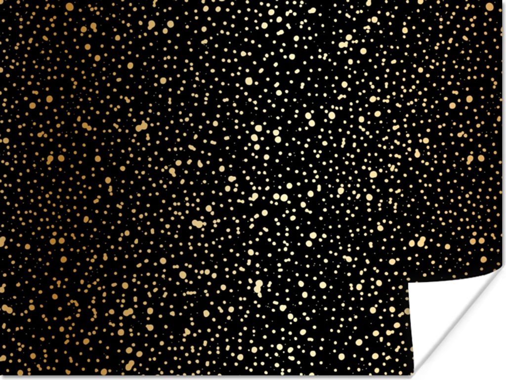 MuchoWow Poster Gold - Schwarz - Tupfen - Muster 120x90 cm - Wandbild