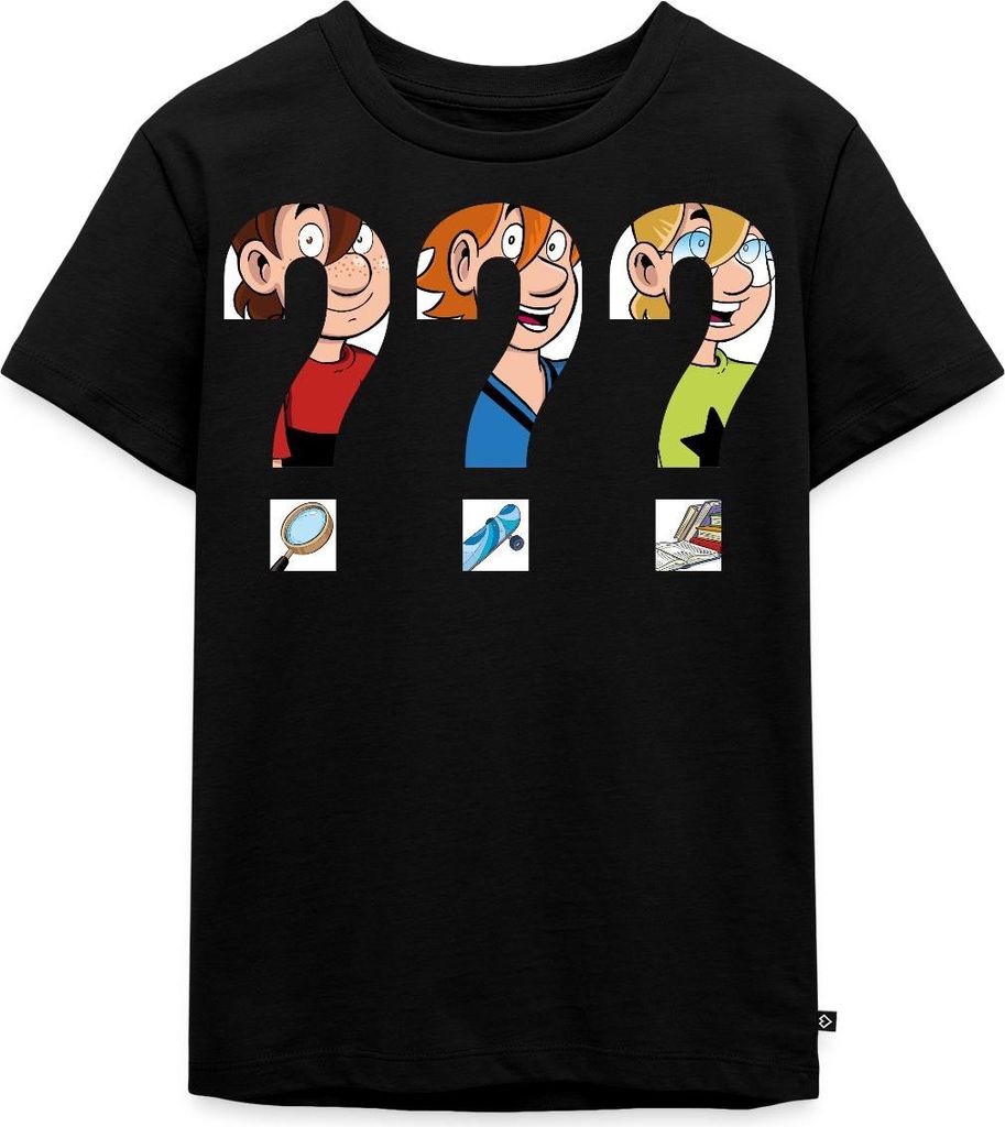 Spreadshirt Die Drei Fragezeichen Kids Silhouetten Kinder Premium T-Shirt, 98/104 (2 Jahre), Schwarz