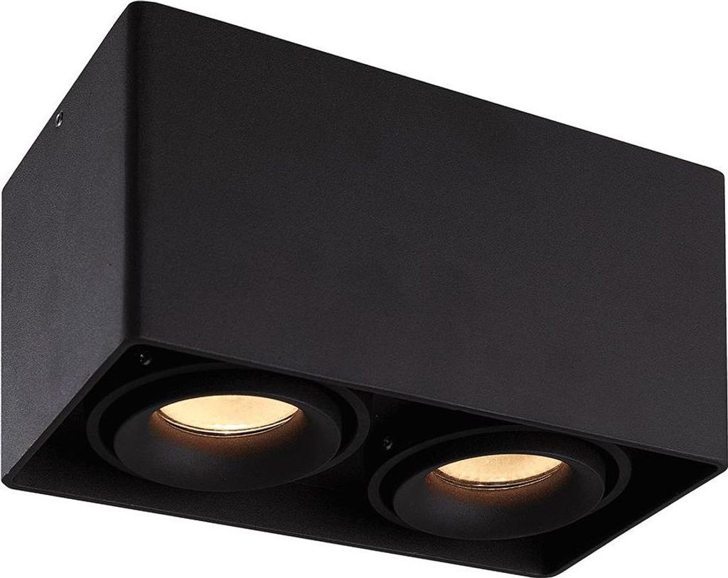 hoftronic LED Deckenspot 8W 690lm 6500K Schwarz 2-Flammig Schwenkbar Dimmbar