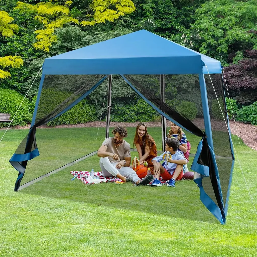 Barnum de Réception Pliable Bleu Idéal pour Réceptions et Repas en Plein Air