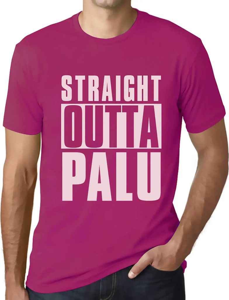 Herren Grafik T-Shirt Direkt aus Palu – Straight Outta Palu – Öko-Verantwortlich Vintage Jahrgang Kurzarm Lustige Druck Geburtstag Geschenk Mann