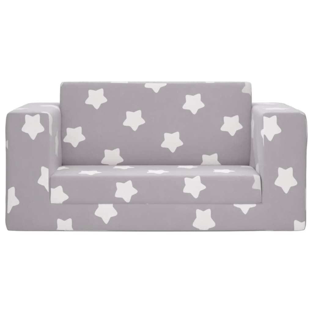 “2026 Modern“ Kinder-Schlafsofa 2-Sitzer Hellgrau mit Sternen Weicher Plüsch - Designermöbel 319329 - Kindersofas