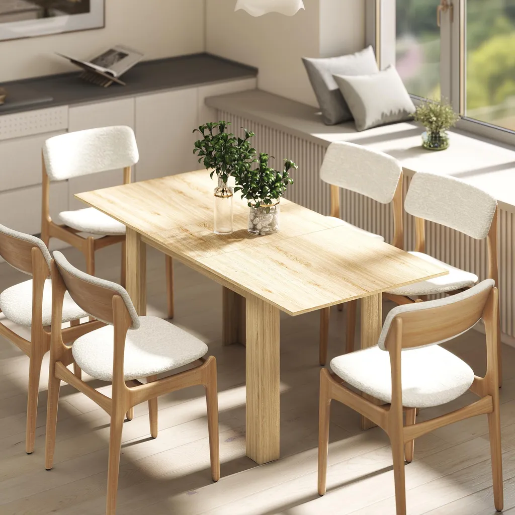 Table à manger modulable 6 à 8 places effet bois naturel design - 8