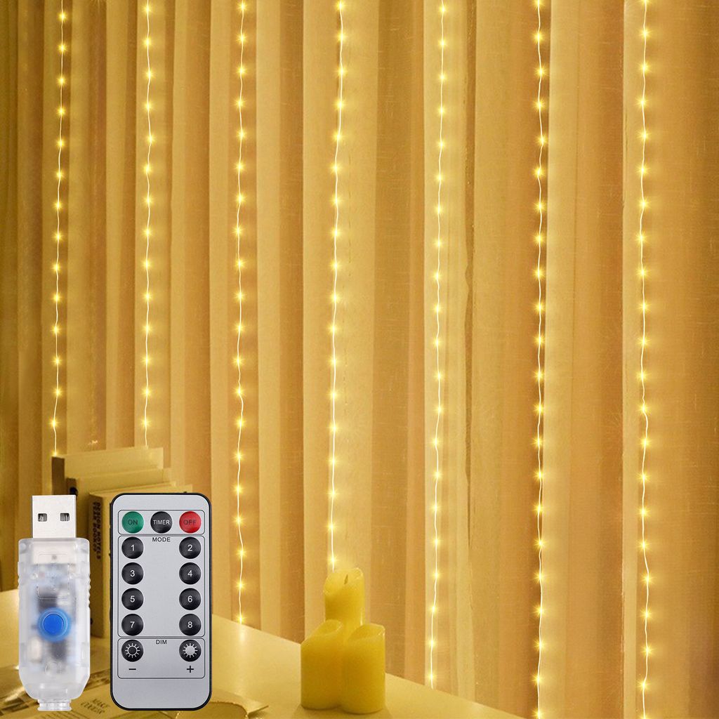 Salcar LED Lichterkette Lichtervorhang 2X2 m 200 LED Produktbild 