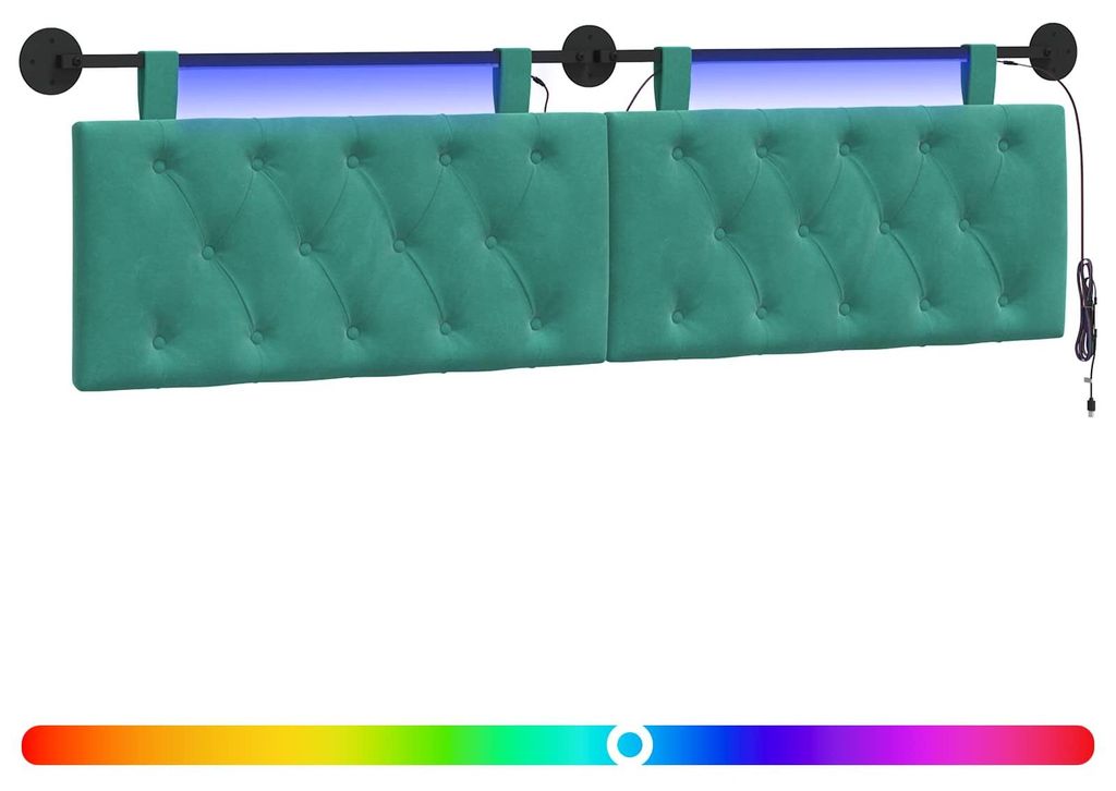 vidaXL Hängendes Kopfteil Mit LED Licht Türkis Samt