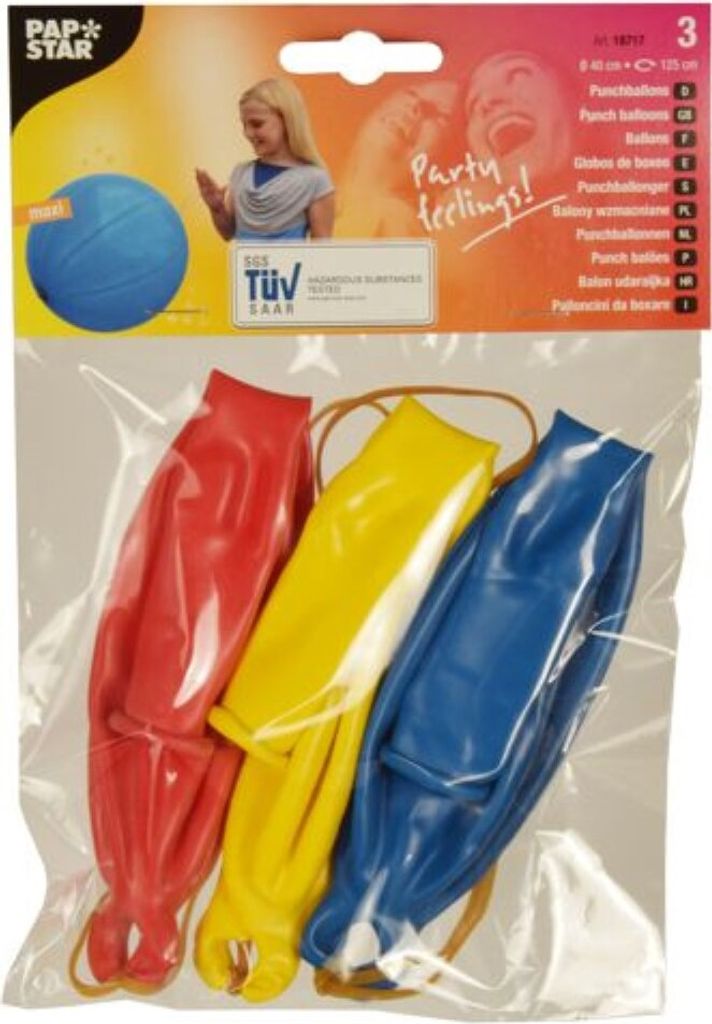 3 Punch Ballons Ø 40 cm farbig sortiert Produktbild 