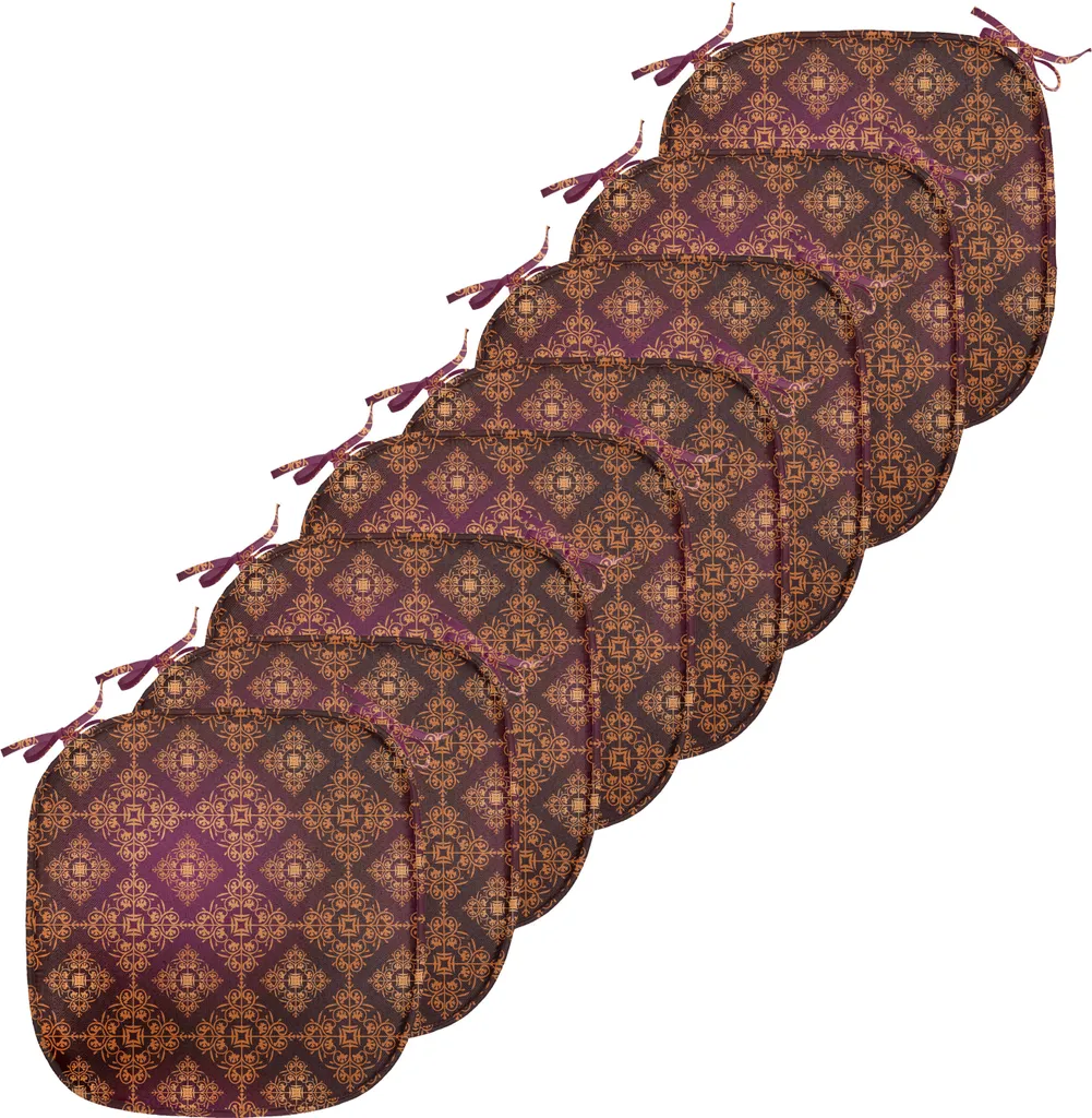 Coussin de Siège avec Attaches Imperméable 40 cm Motifs Damassés Orange