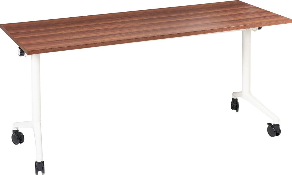BELIANI Schreibtisch Dunkelbraun / Weiß 160 x 60 cm Klappbar Faltbar mit Rollen Mobil Bürotisch für Homeoffice Büro Modernes Design