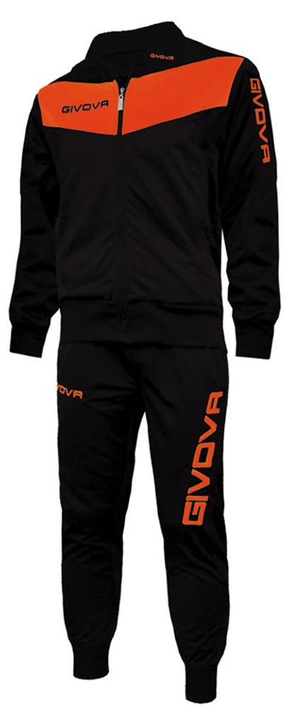 Givova - "Tuta Visa" Trainingsanzug für Herren MR2495 (XS) (Schwarz/Orange)