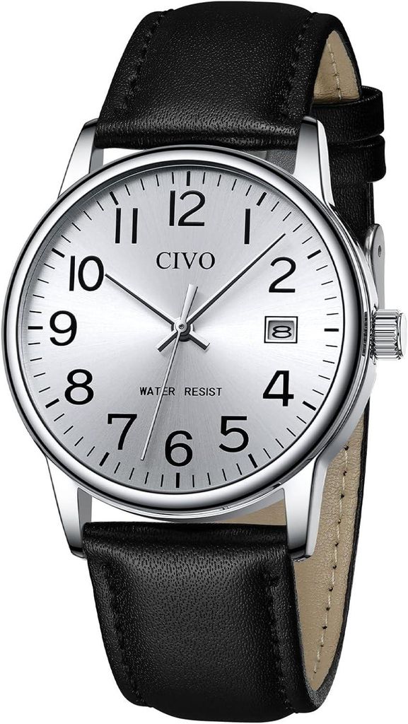 Watch Klassisch Analog Armbanduhr Herre Wasserdicht Herrenuhr aus Edelstahl mit Datum Groß Zahlen Herren Uhren Geschenke für Männer