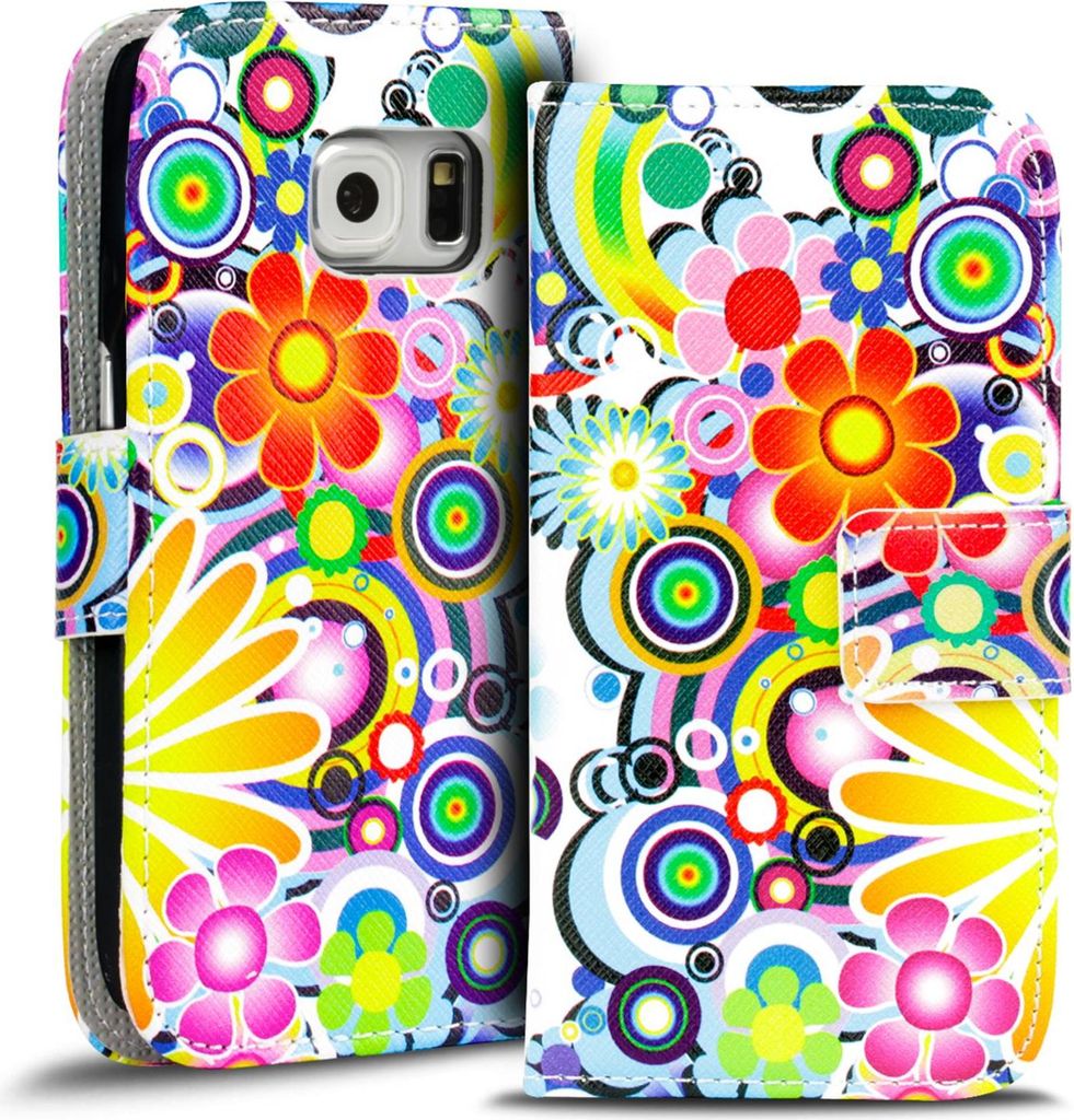 Handy Tasche für Samsung Galaxy S6 Edge Hülle Kunstleder Motiv Schutzhülle Case