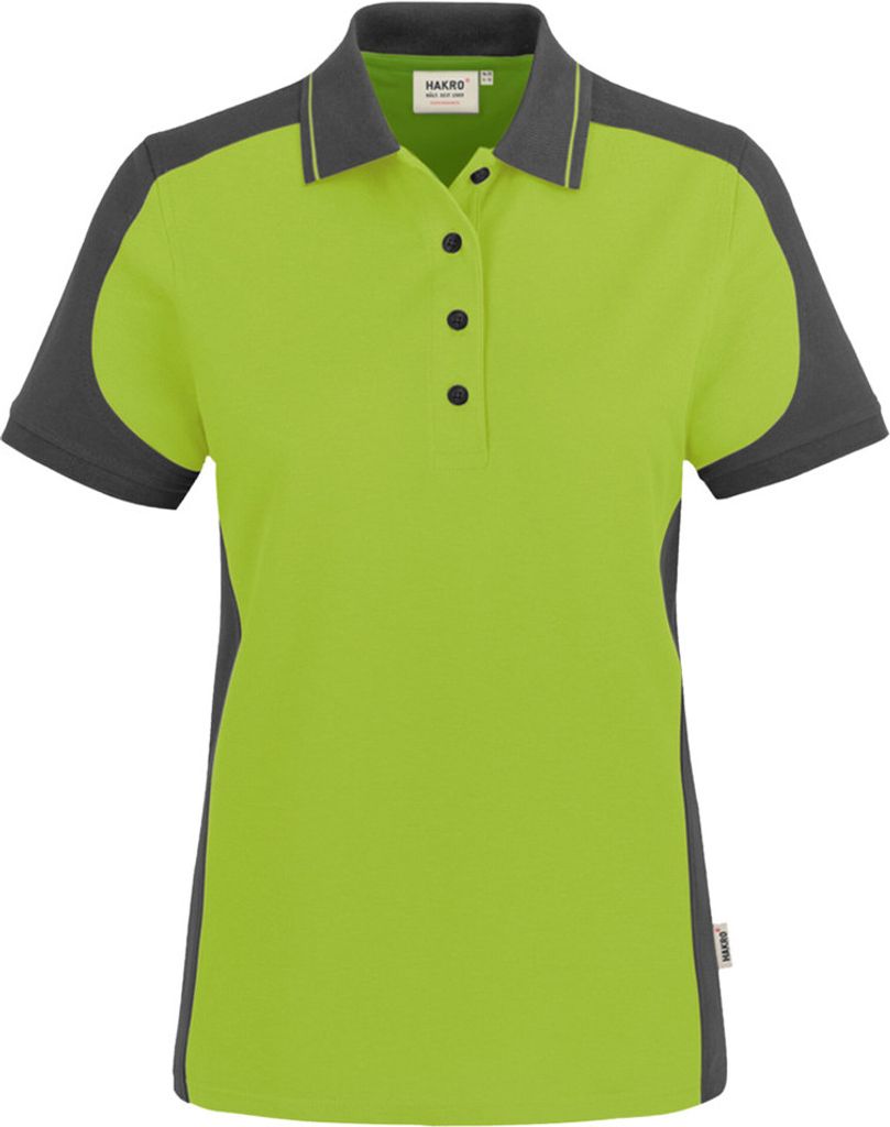 HAKRO Damen Poloshirt Contrast Mikralinar 239, kiwi/anthrazit, S