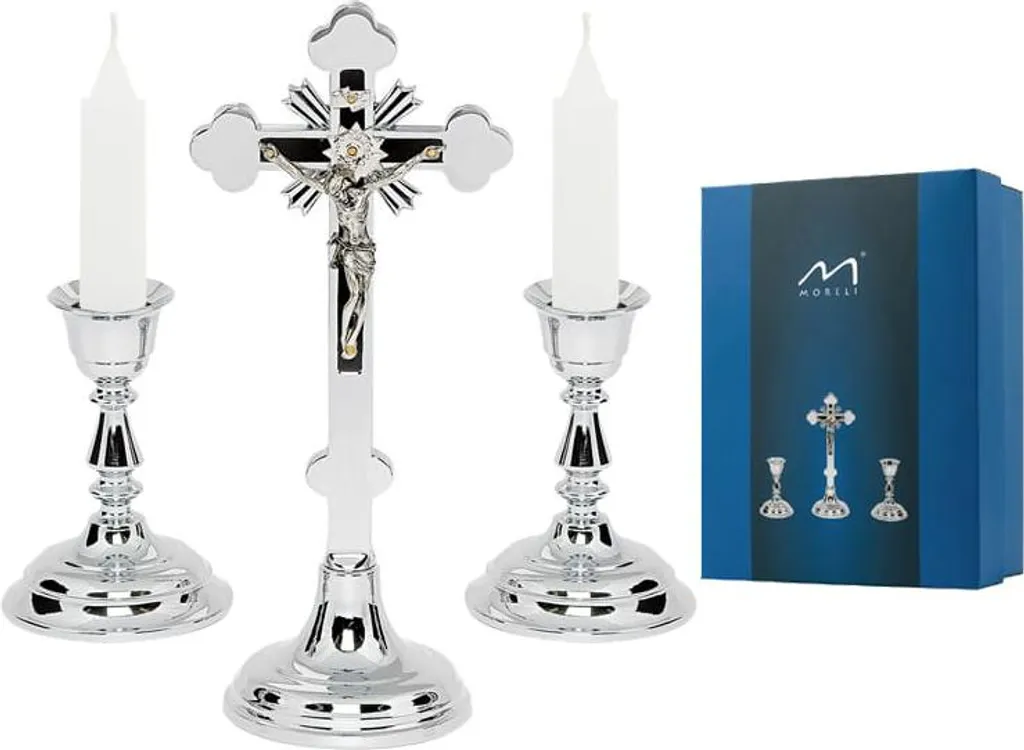 Bougeoir Carillon de Noël Argenté 20,5 cm - Manège de Chants Traditionnels