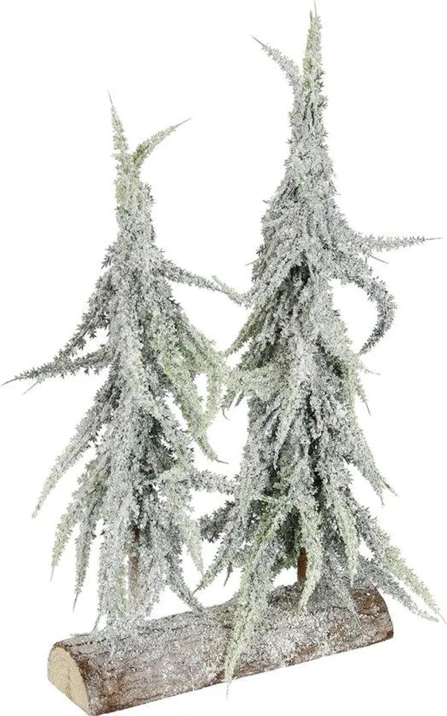 Petit sapin de Noël enneigé sur socle en bois 40cm - Déco de Noël