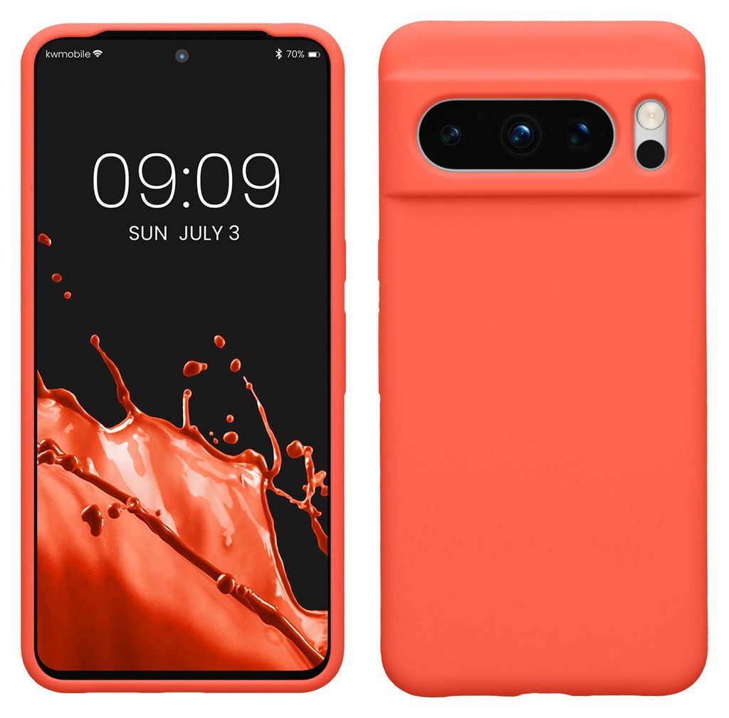 kwmobile Handyhülle für Google Pixel 8 Pro Hülle, für Pixel 8 Pro Case - Hülle Silikon - kabelloses Laden - Leuchtende Koralle