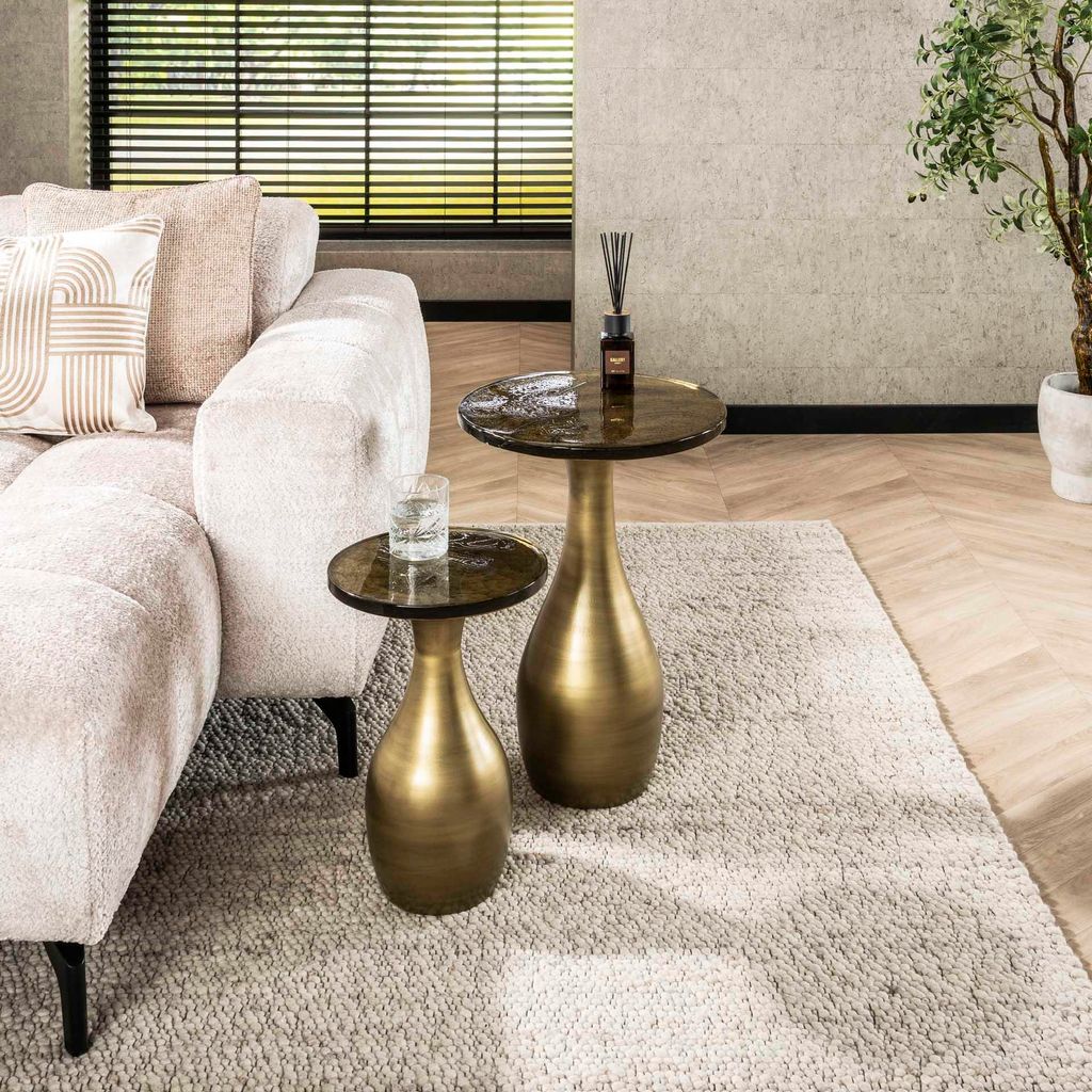 Hoyz Collection - Beistelltisch Eclipse Drop M - Gold Antik Finish