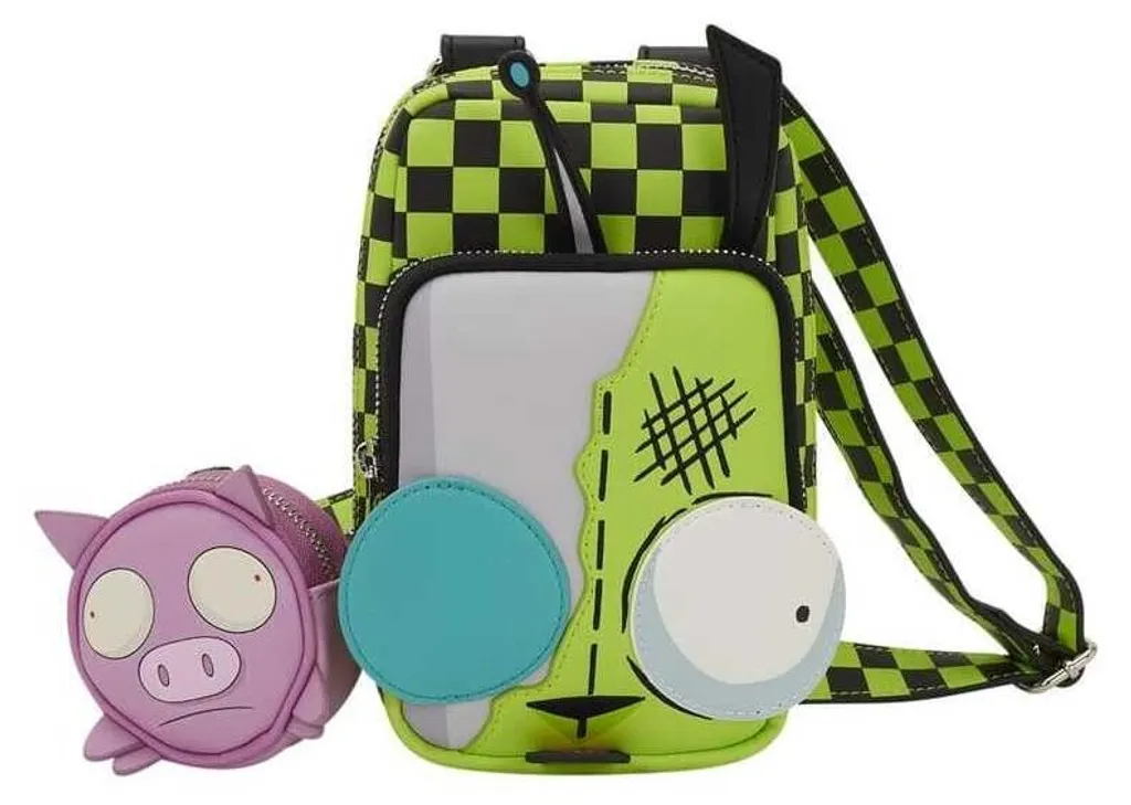 Petit sac bandoulière Gir Invader Zim vert en cuir vegan par Loungefly