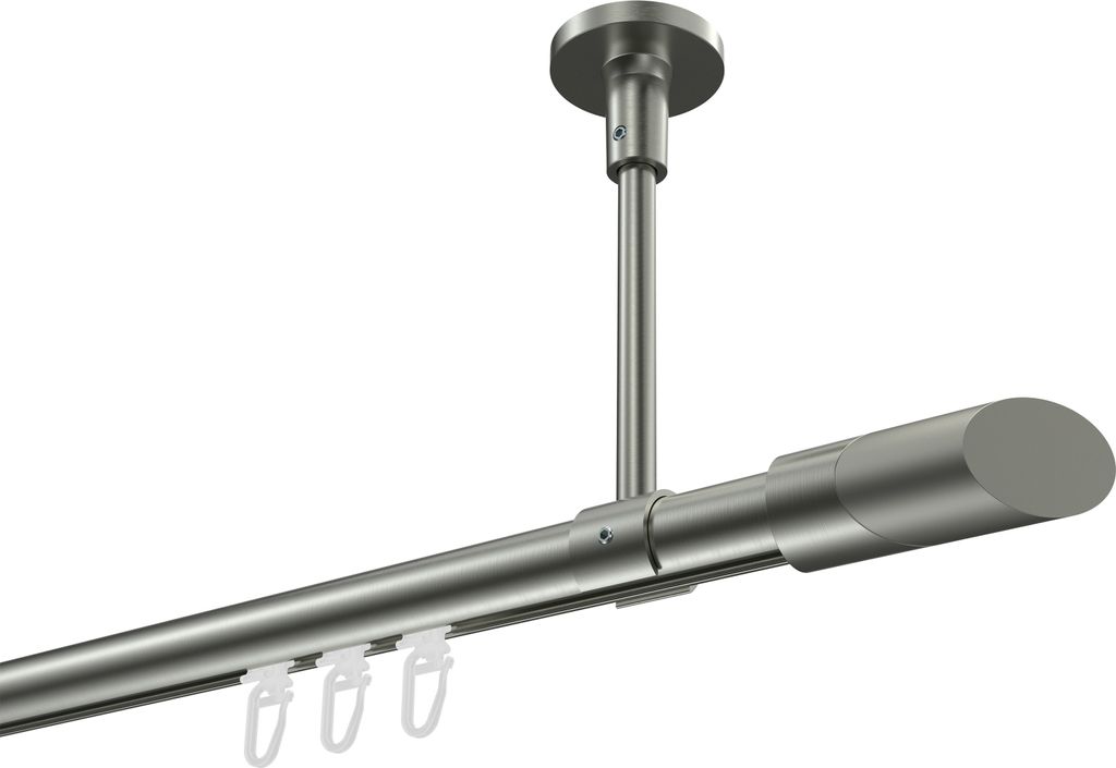 Interdeco Innenlaufstange / Gardinenstange mit Innenlauf Edelstahl-Optik, Typ Sonette Verano (Schräge Bicolor) Deckenmontage, 20 mm Ø 1-läufig, ...