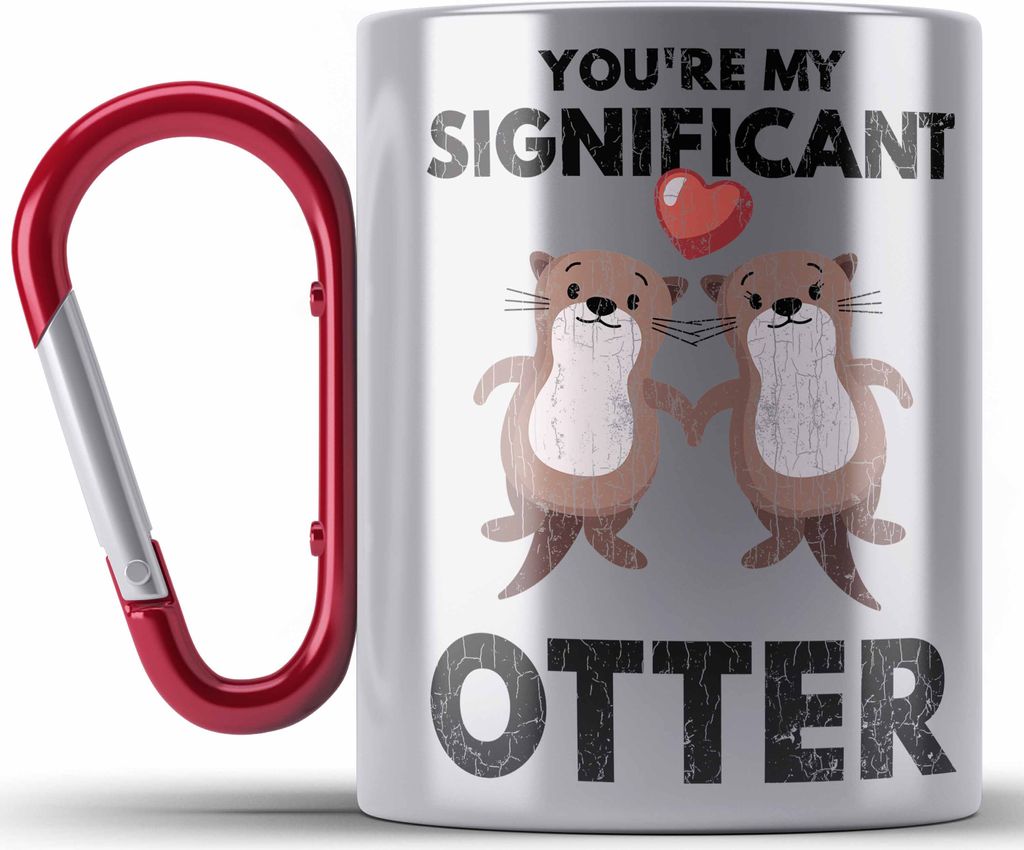 Trendation - Valentinstag Edelstahl Tasse Karabiner Geschenk für Ihn Sie Lustig You're My Significant Otter Geschenkidee Becher Freund Freundin Li...