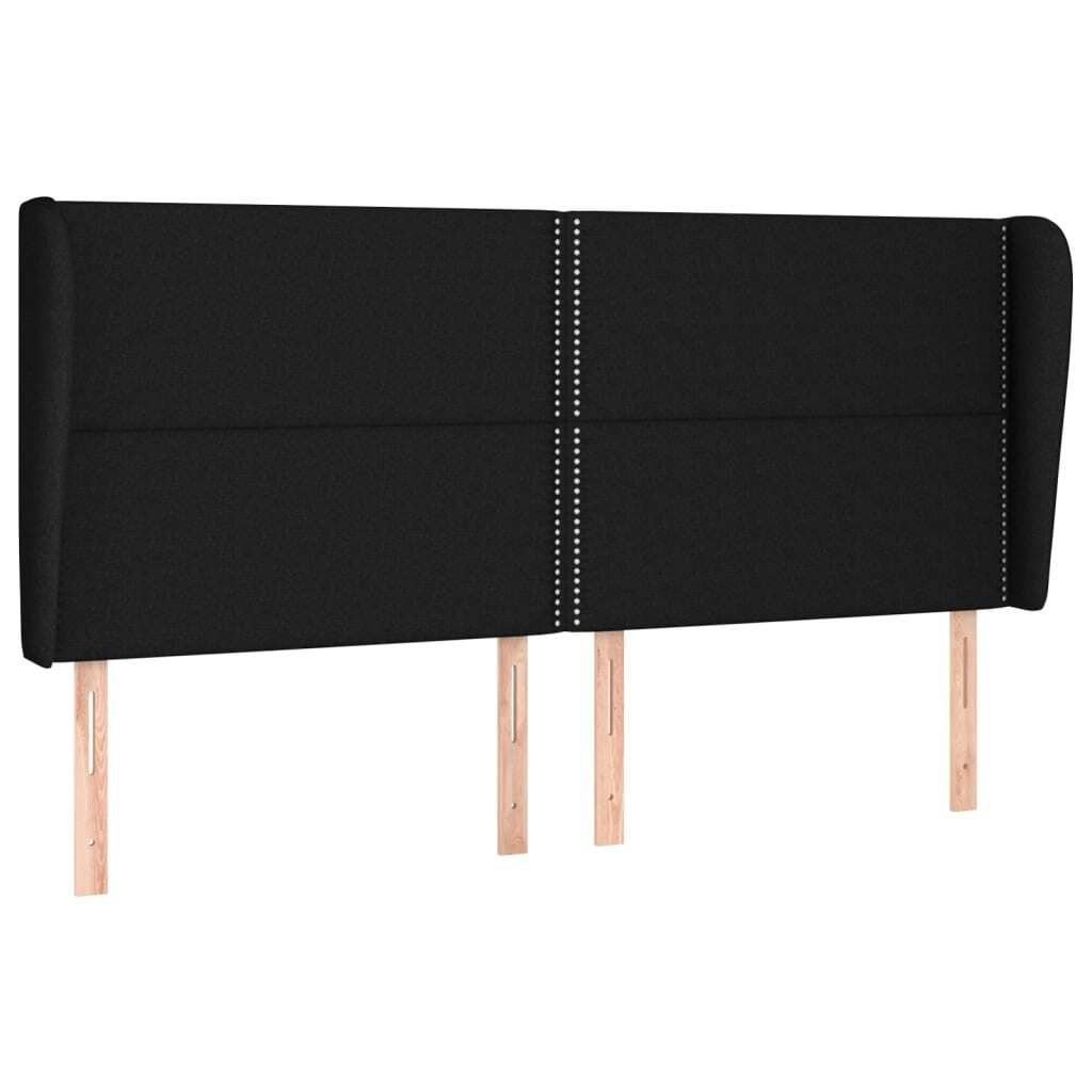 Kopfteil mit Ohren Schwarz 163x23x118/128 cm Stoff