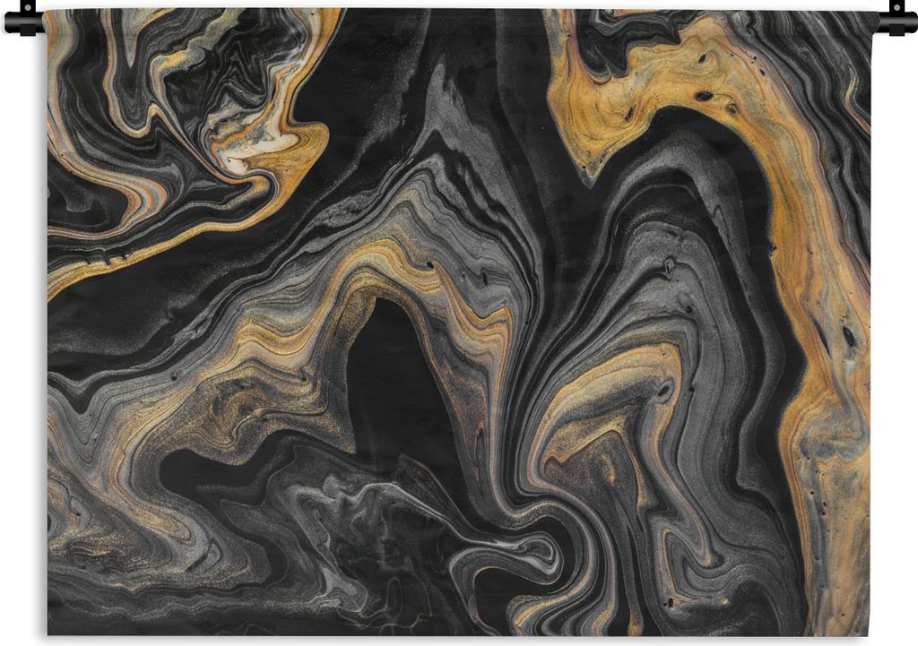 MuchoWow Wandteppich Wandbehang Marmor - Acryl - Gold - Luxus - Abstrakt 90x67.5 cm Tapisserie Dekoration Wandtuch - Fototeppich - Wand-Skulpturen