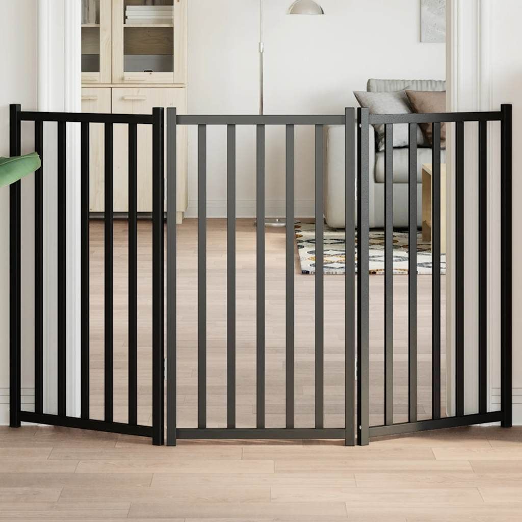"im Angebot" 3-tlg. Hundetor Faltbar Schwarz 150 cm Massivholz Tanne - Sonstiges Hundezubehör CC16072