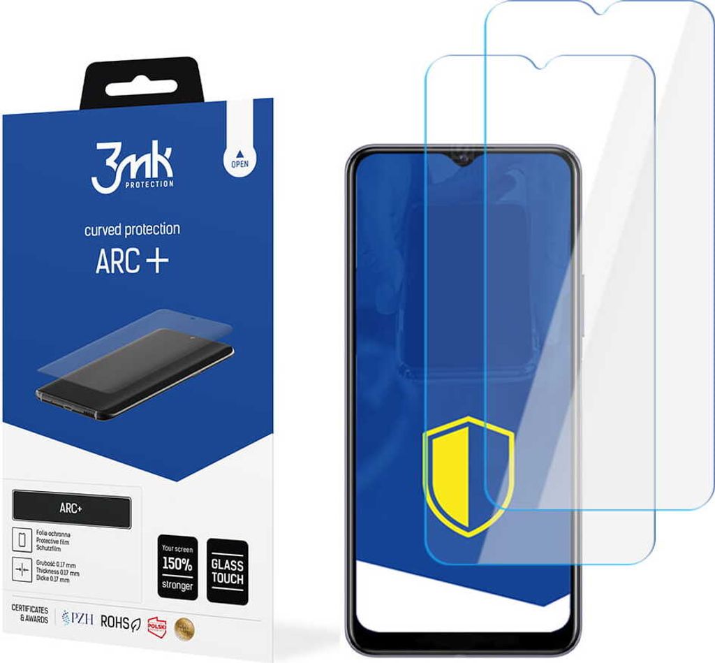 3mk Display Schutzfolie ARC+ für Vivo IQOO U3X 5G 0,17mm Self-Heal (2 Stück)