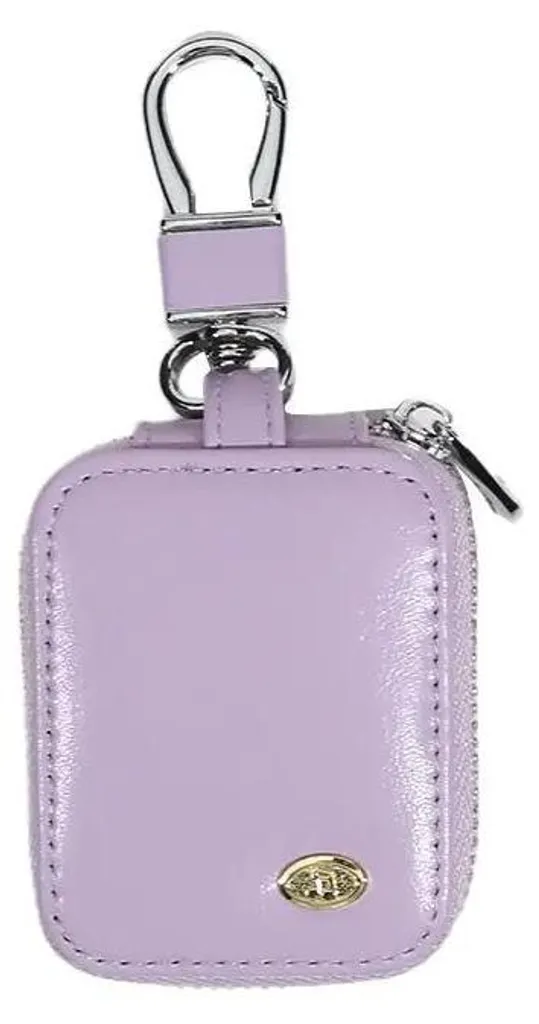 Petit porte-monnaie porte-clés violet clair zippé pour femme et enfant