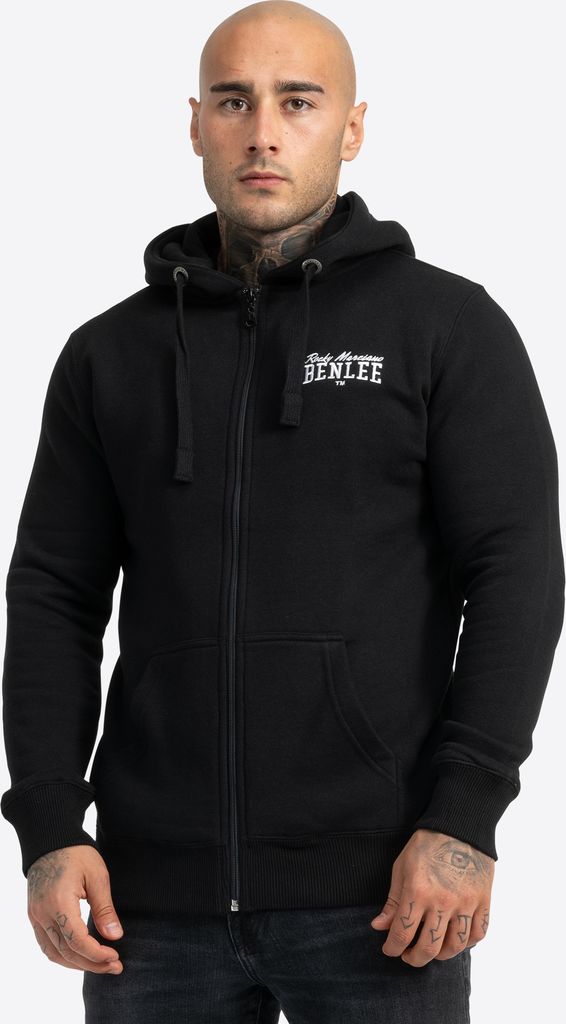 Herren Kapuzensweatjacke mit Reißverschluss schmale Passform CHEST LOGO Black XXL BENLEE