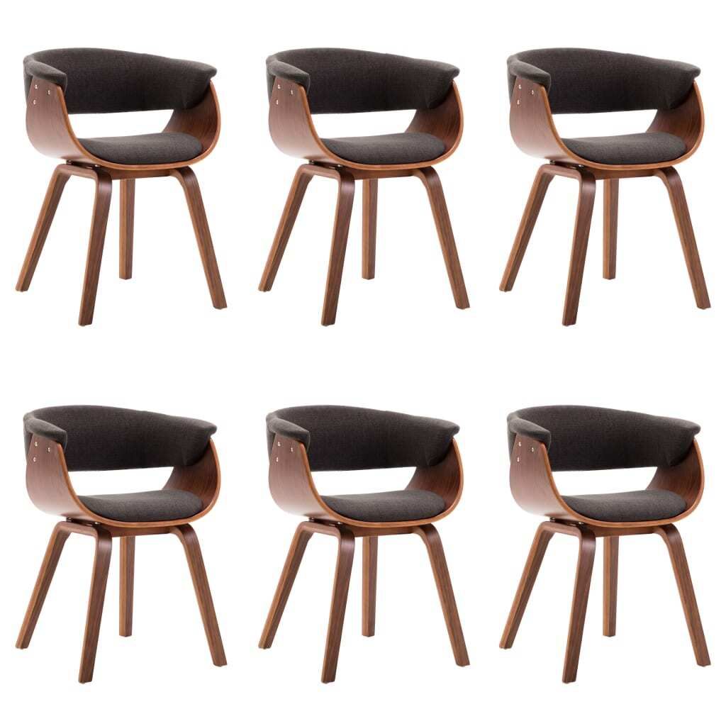 vidaXL Chaises de salle à manger 6 pcs. Gris Bois courbé et Image du produit 