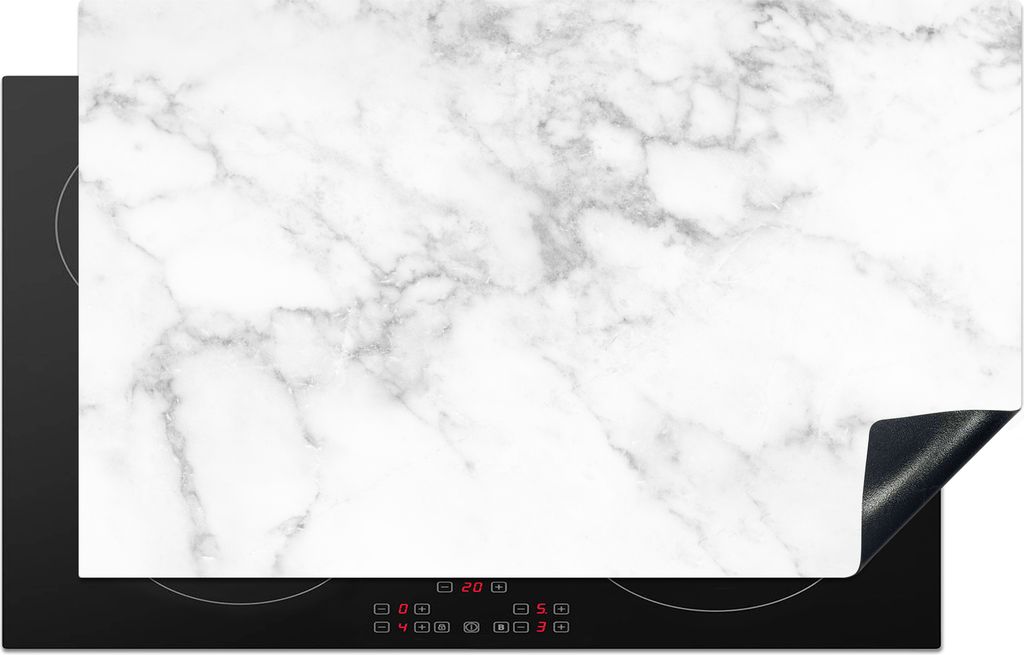 KitchenYeah© Herdabdeckplatte Marmor - Weiß - Grau - Luxus Produktbild 