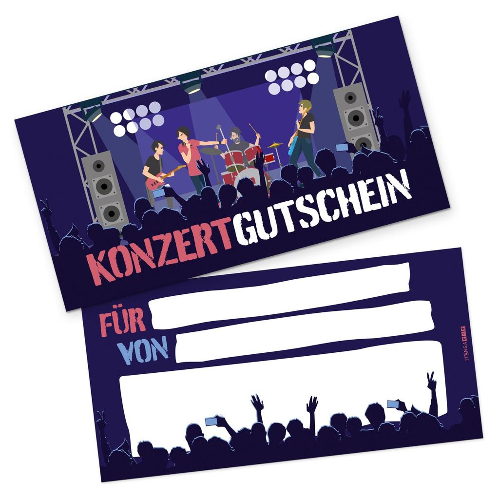 itenga Geschenkgutschein Konzert / Konzertgutschein zum Ausfüllen Karte