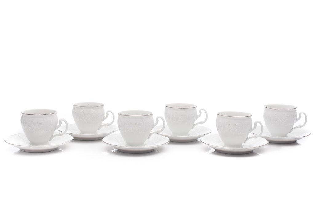 Thun 1794 Bernadotte, Kaffeetassen und Untertassen, Frost, Thun, 6 Stück