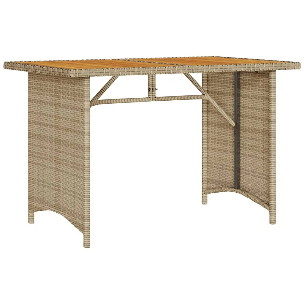 Arredo Giardino vidaXL: Tavolo Beige Poly Rattan e Legno 110cm - 1