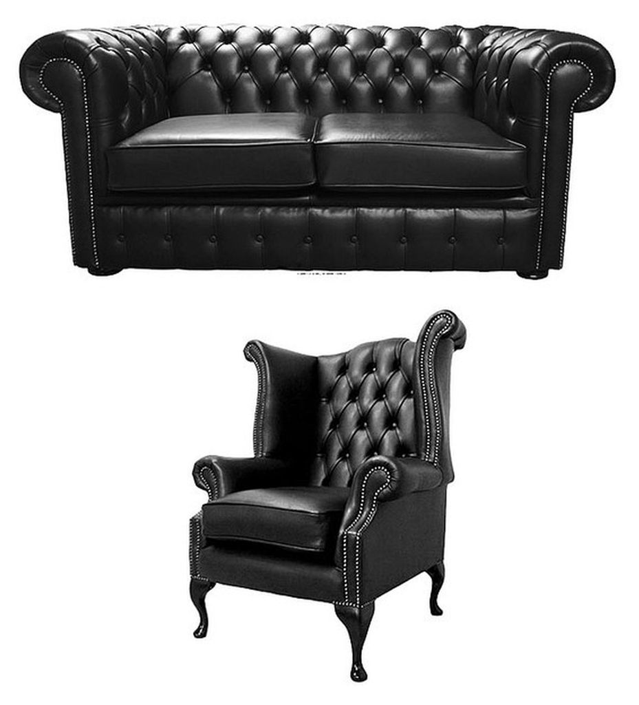 Chesterfield Design Sofagarnitur Ohrensessel Sofa Couch Set Produktbild 