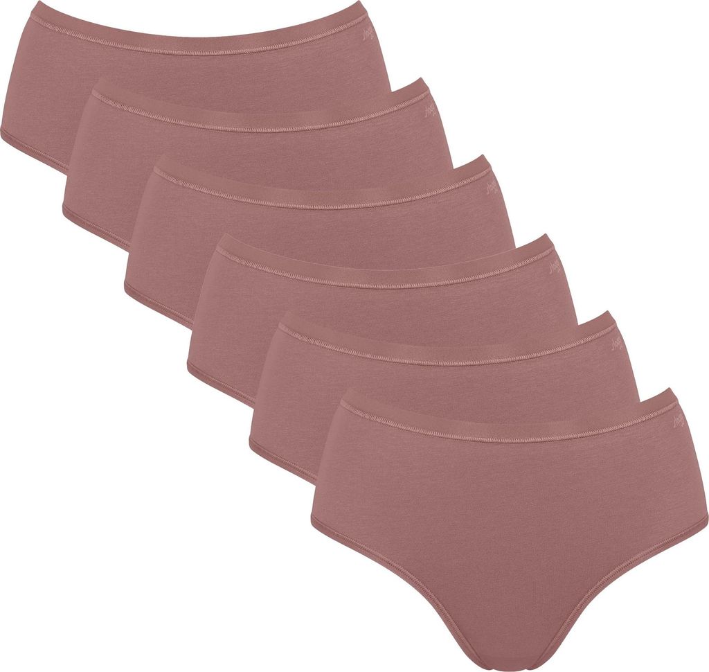 Sloggi Damen Slips, 6er Pack - GO Daily Baumwolle Midi 6P, Unterhose, Stretch-Baumwolle Braun M