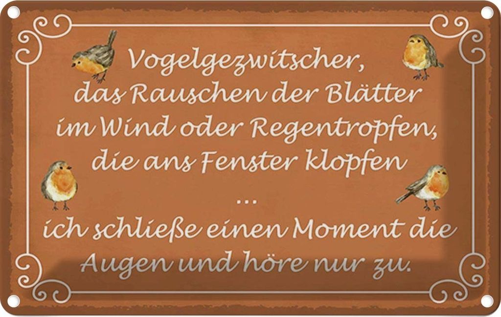 vianmo Blechschild 12x18 cm Vogelgezwitscher Vogel Dekoration Spruch Zitat
