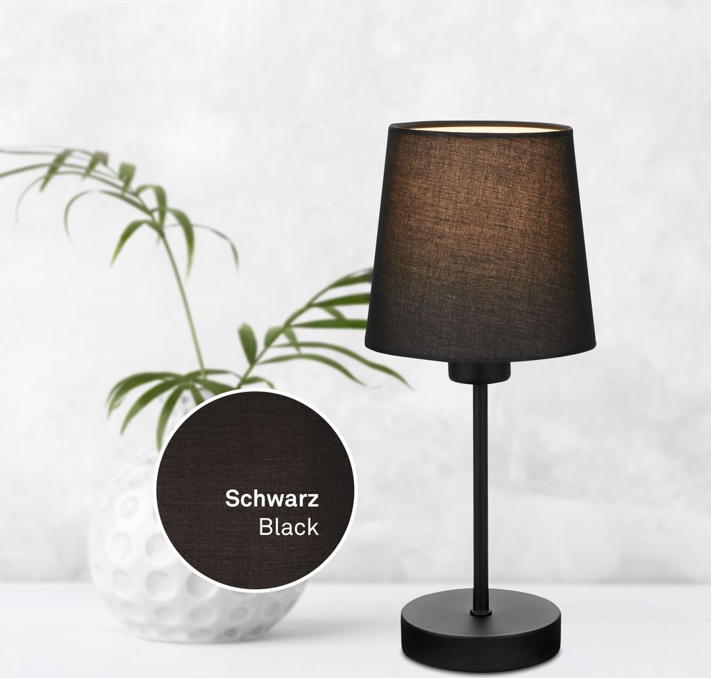 Tischlampe Mit Stoffschirm – Vintage Nachttischleuchte E27 40W, Höhe 42 Cm