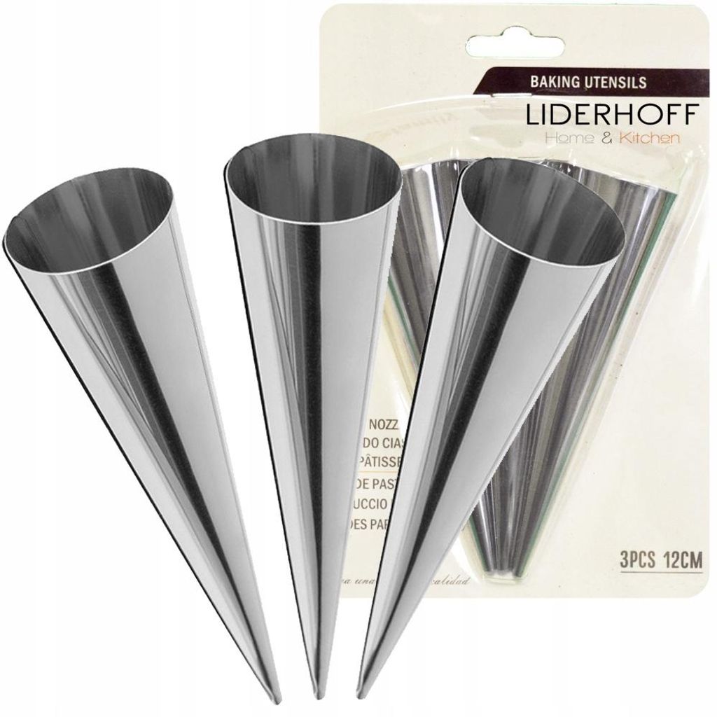 Liderhoff Backformen für Sahneröllchen, Metall, 3 Stück Produktbild 