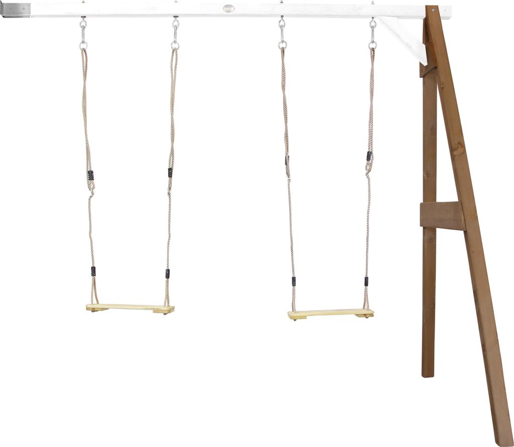 AXI Schaukel in Braun / Weiß aus Holz | Doppelschaukel für 2 Kinder / Kinderschaukel | Anbauschaukel für den Garten
