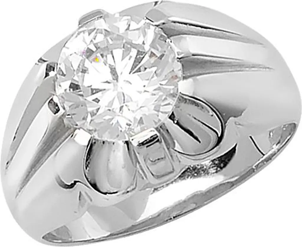 Chevalière Homme en Argent 925 avec Pierre Solitaire Zirconium T60