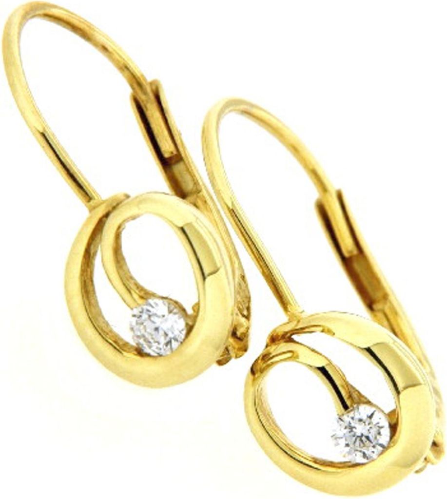 Damen Button Ohrhänger echt Gold 333 (8 kt) mit Zirkonia
