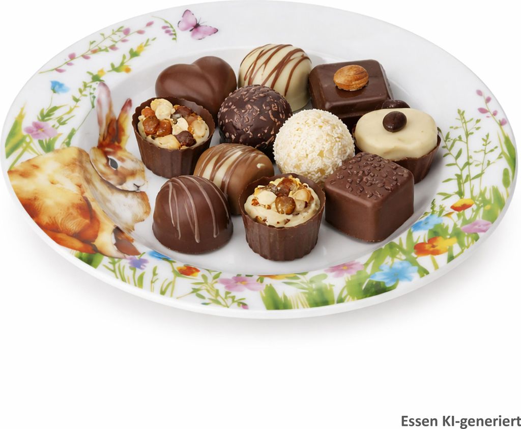 Osterfreude Keksteller Porzellan Servierplatte Hase Pralinen Muffins