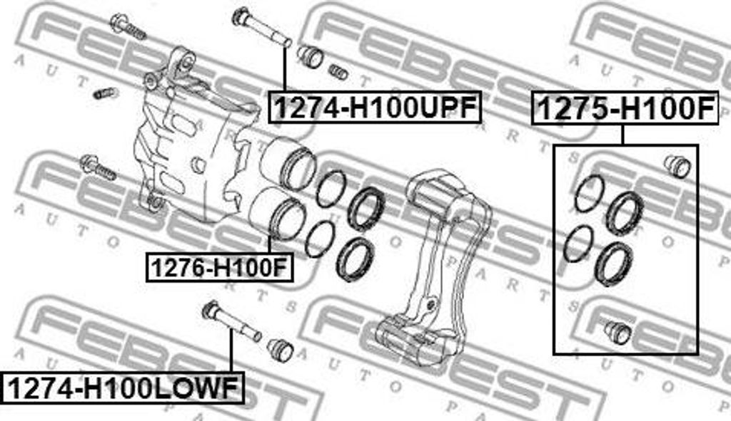 FEBEST 1274-H100LOWF Führungsbolzen, Bremssattel OE 581621D000 kompatibel mit H-1, H100, Bongo, Carens, K2500, K2900