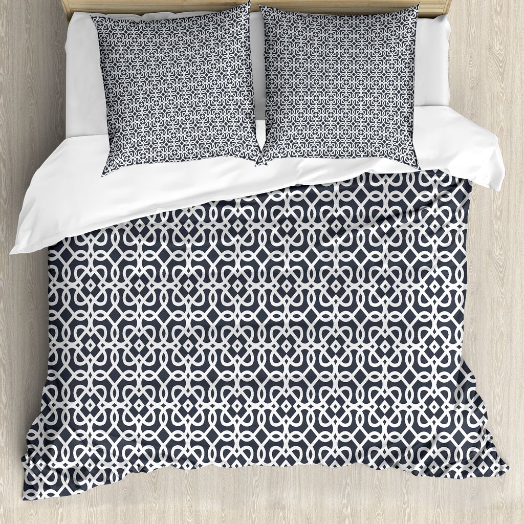 ABAKUHAUS Geometrisch Bettbezug, Dunkle Strudel Squares, Milbensicher Allergiker geeignet mit Kissenbezügen, 155 cm x 220 cm - 80 x 80 cm, Charcoa...